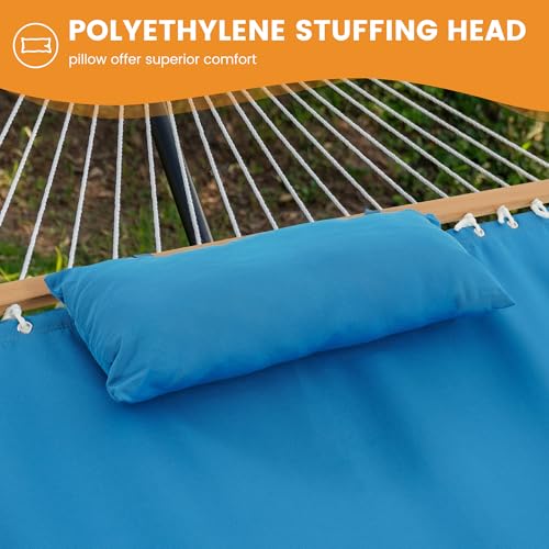 2-Person Fabric Hammock with Spreader Bars & Pillow