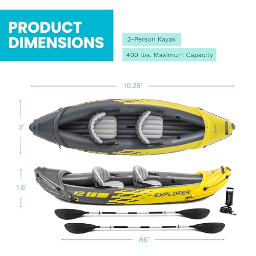 2-Person Inflatable Kayak Set with Oars & Pump