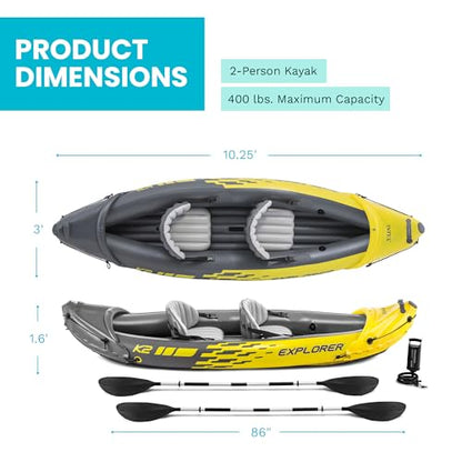 2-Person Inflatable Kayak Set with Oars & Pump