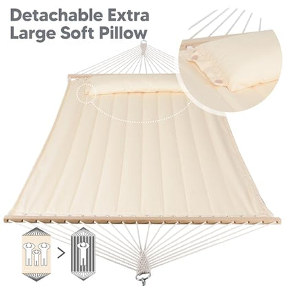 Double Quilted Hammock with Spreader Bar & Pillow