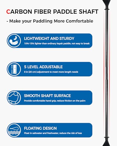 Lightweight Adjustable Carbon Fiber Kayak Paddle