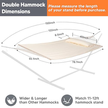 Double Quilted Hammock with Spreader Bar & Pillow