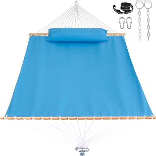 2-Person Fabric Hammock with Spreader Bars & Pillow