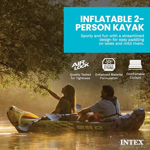 2-Person Inflatable Kayak Set with Oars & Pump