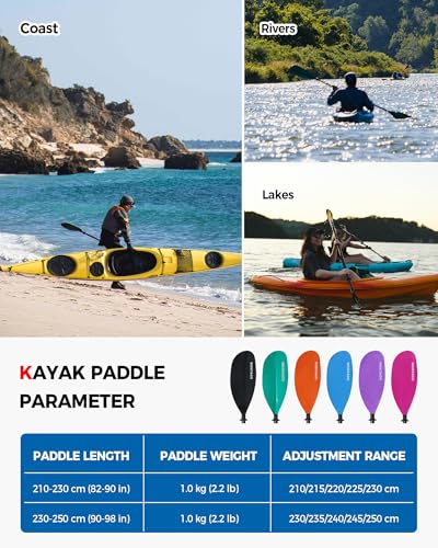 Lightweight Adjustable Carbon Fiber Kayak Paddle