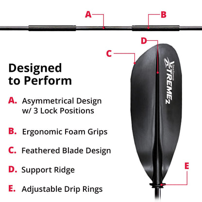 96-Inch 2-Piece Kayak Paddle with Reinforced Blades