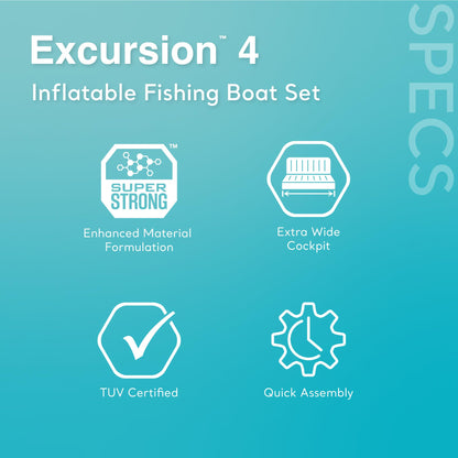 4-Person Inflatable Fishing Boat Set with Oars