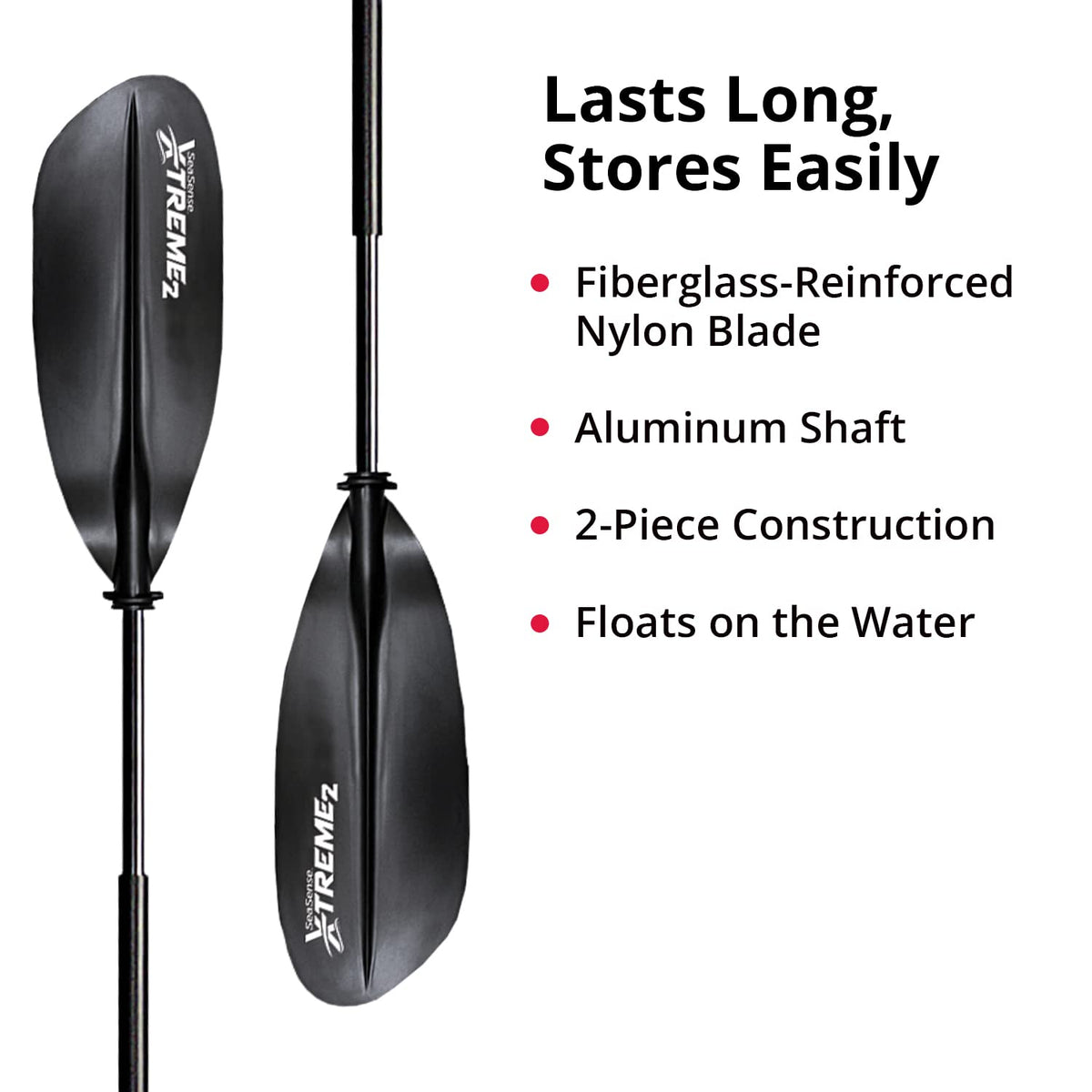 96-Inch 2-Piece Kayak Paddle with Reinforced Blades