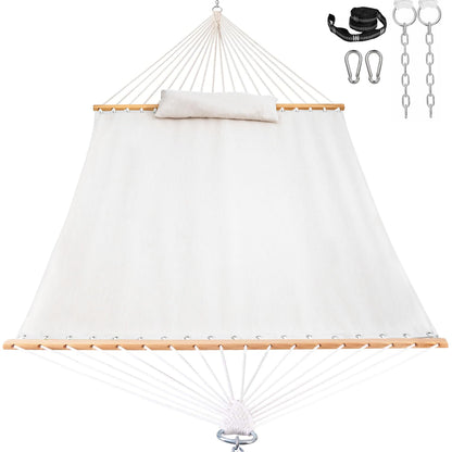 2-Person Fabric Hammock with Spreader Bars & Pillow