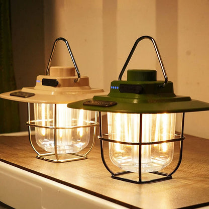 Rechargeable Retro Camping Lantern With Dimmable Light