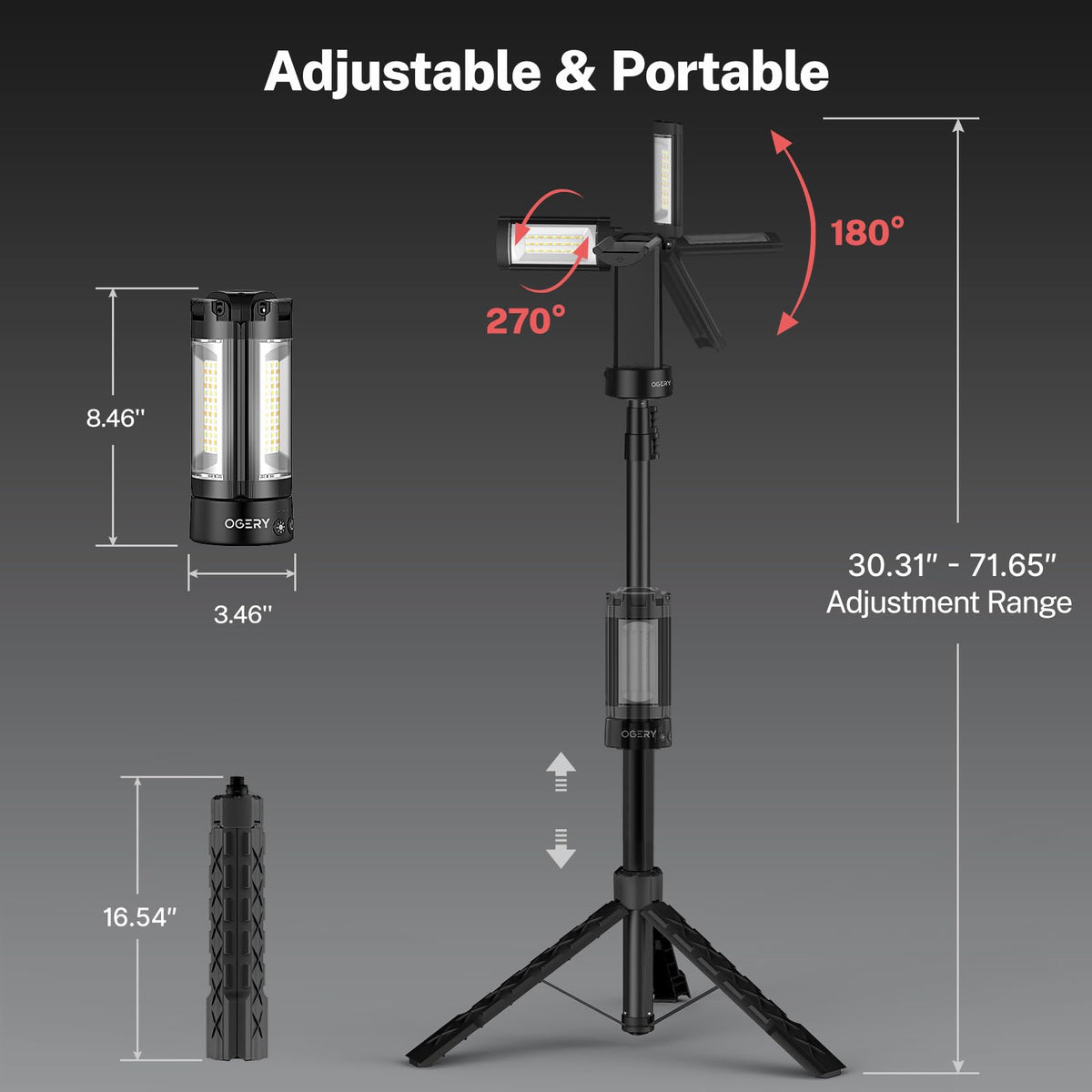 Rechargeable Camping Light With Adjustable Tripod