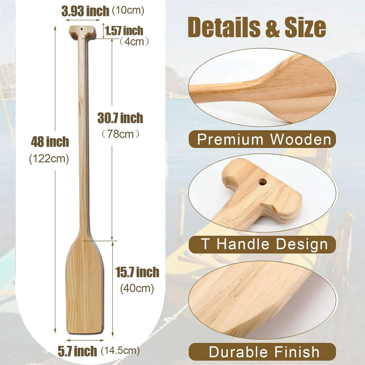 48-Inch Wooden Canoe & Kayak Paddles, 2-Pack