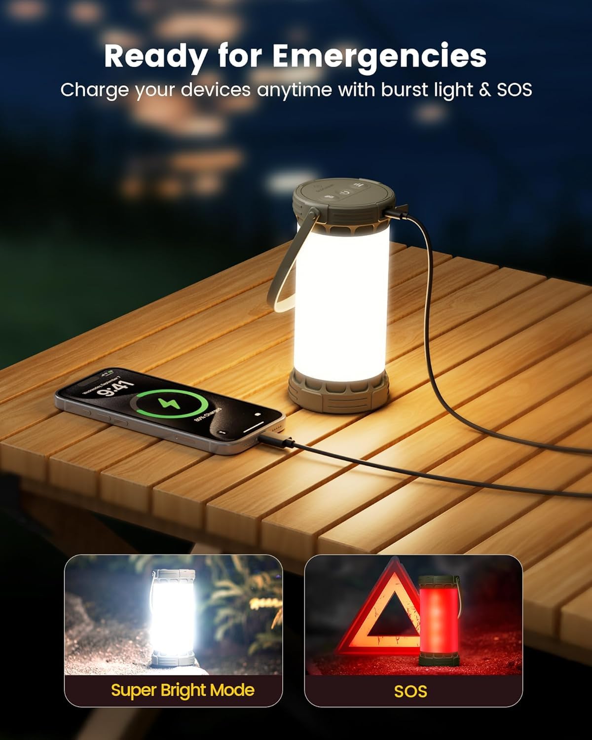 Rechargeable LED Camping Lantern With 5000mAh Battery