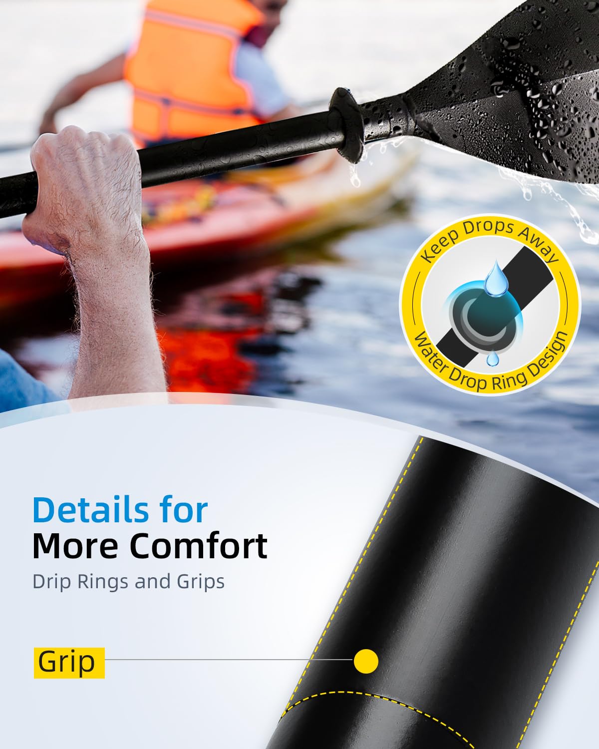 2-Piece Kayak Paddle with Lightweight Alloy Shaft