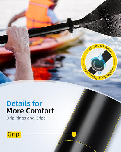 2-Piece Kayak Paddle with Lightweight Alloy Shaft