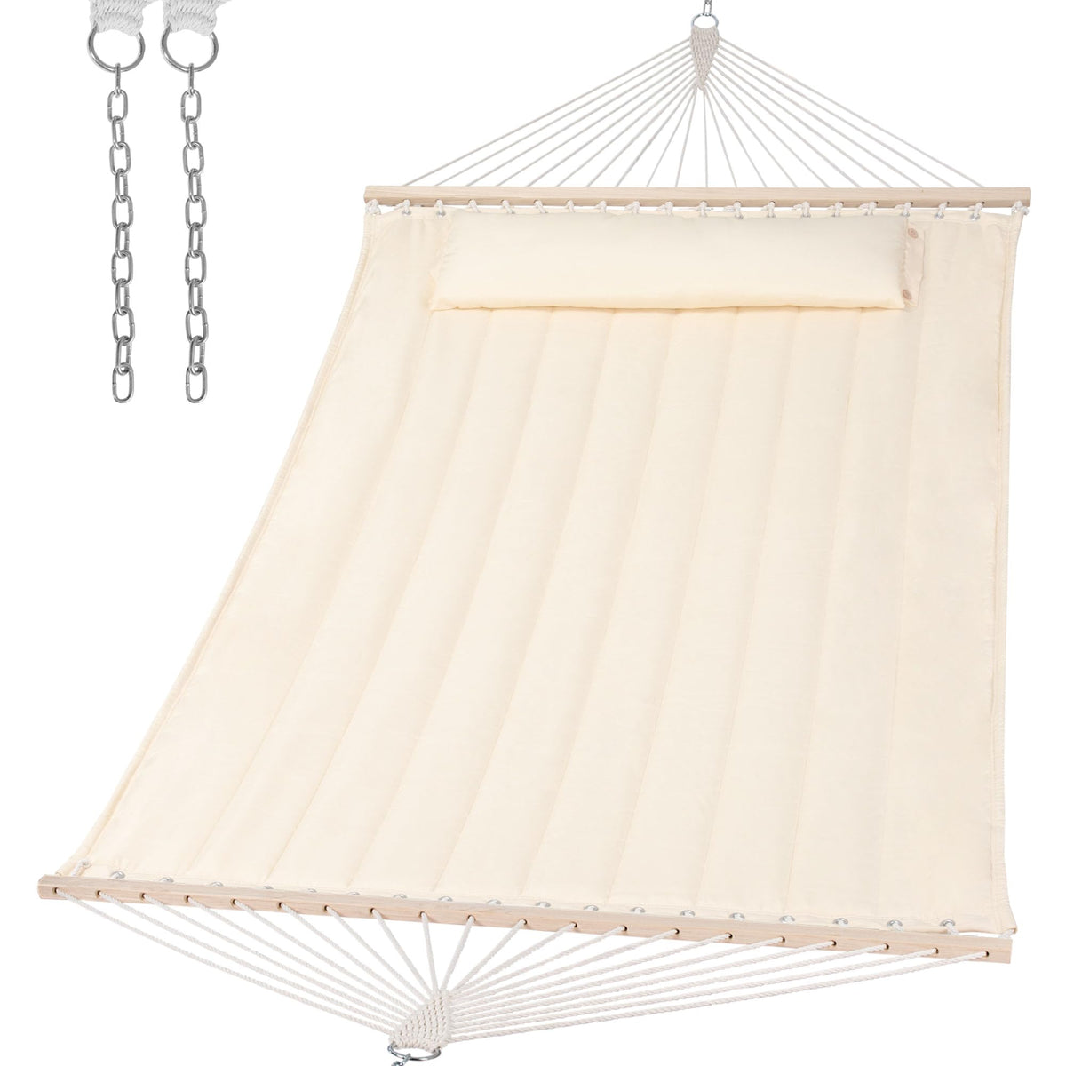 Double Quilted Hammock with Spreader Bar & Pillow