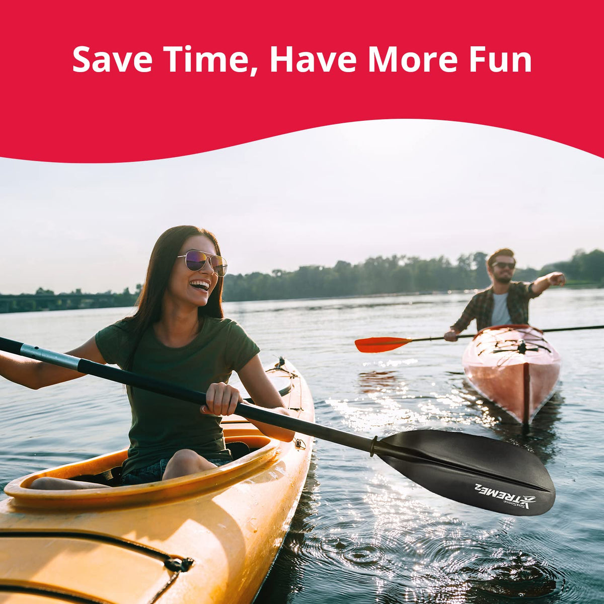 96-Inch 2-Piece Kayak Paddle with Reinforced Blades