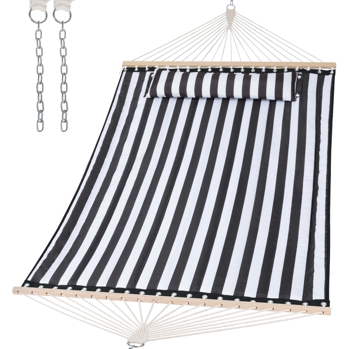 Double Quilted Hammock with Spreader Bar & Pillow