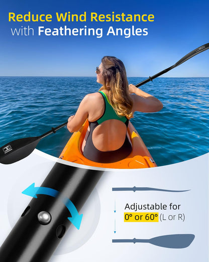 2-Piece Kayak Paddle with Lightweight Alloy Shaft