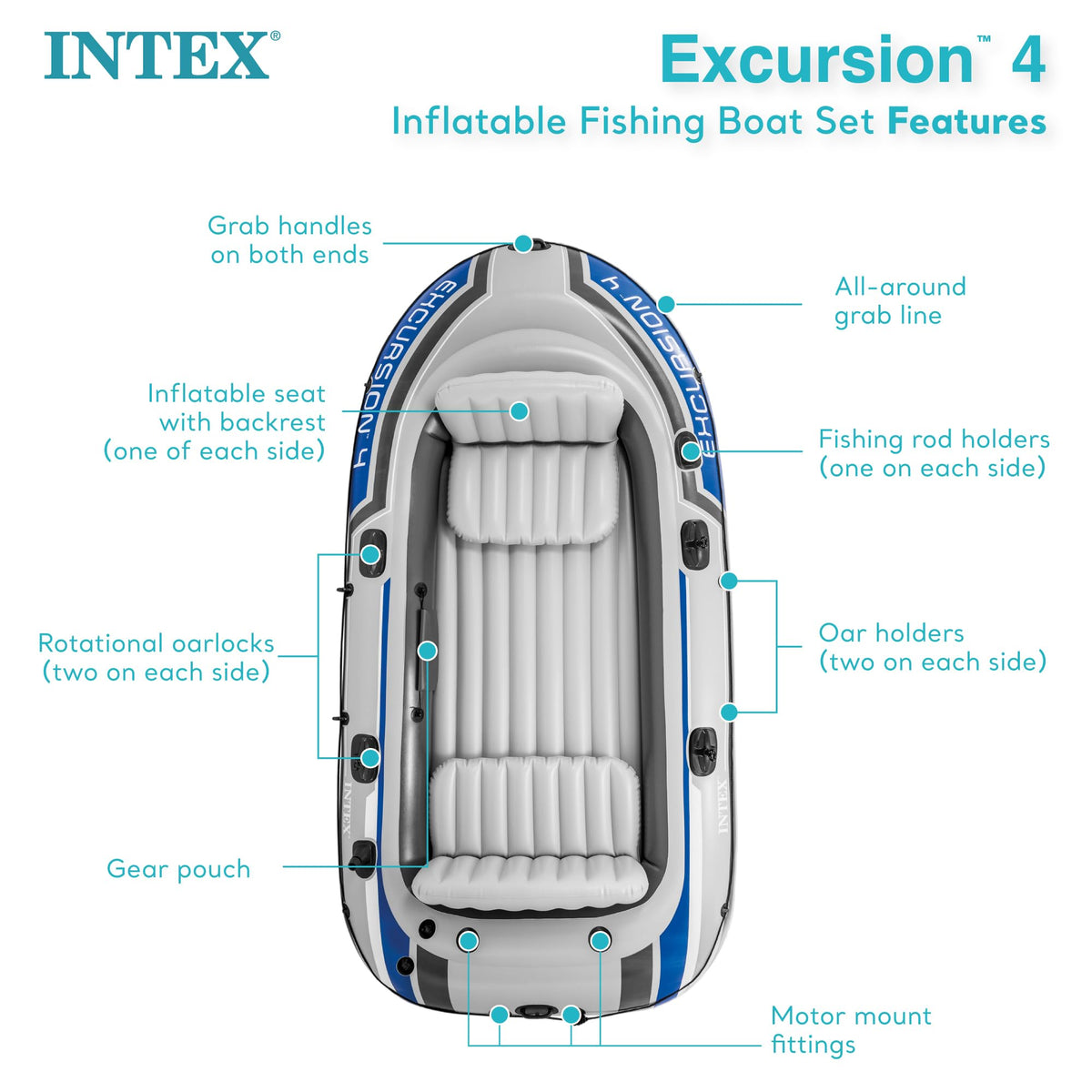4-Person Inflatable Fishing Boat Set with Oars