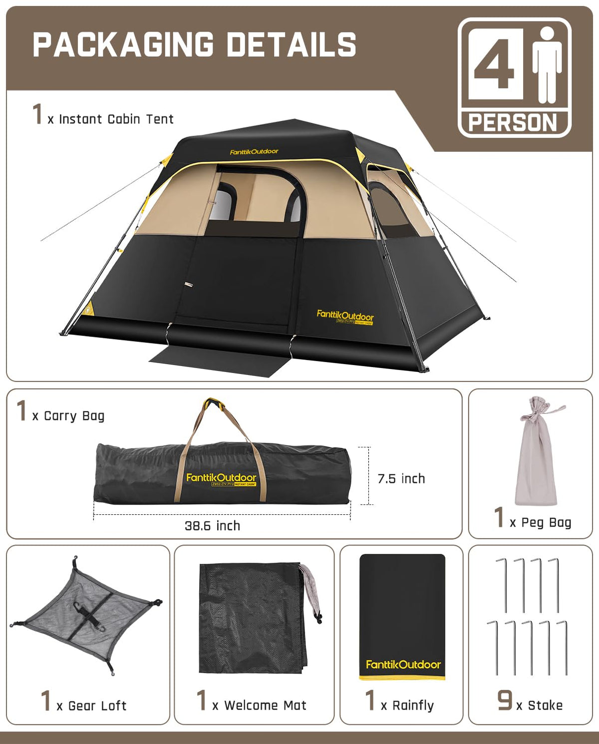 Instant Camping Tent with 60-Second Setup