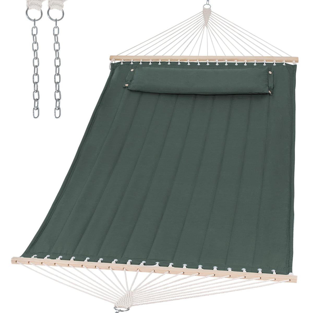 Double Quilted Hammock with Spreader Bar & Pillow