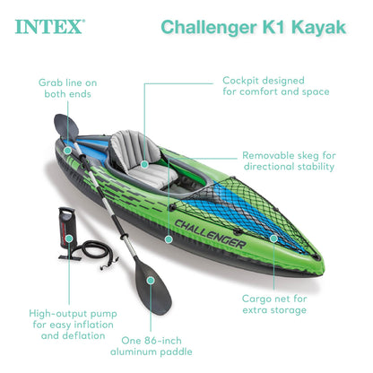 Inflatable Kayak Set with Paddle, Pump & Storage Net