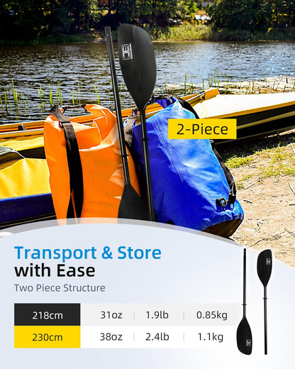 2-Piece Kayak Paddle with Lightweight Alloy Shaft