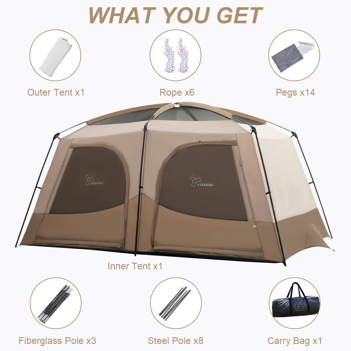 3–4 Person Camping Tent with Extended Vestibule