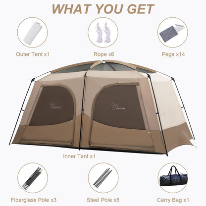 3–4 Person Camping Tent with Extended Vestibule