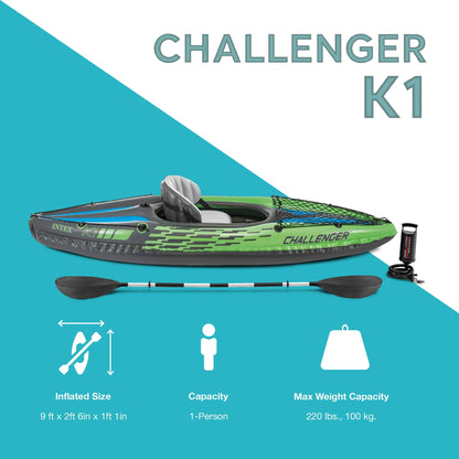 Inflatable Kayak Set with Paddle, Pump & Storage Net