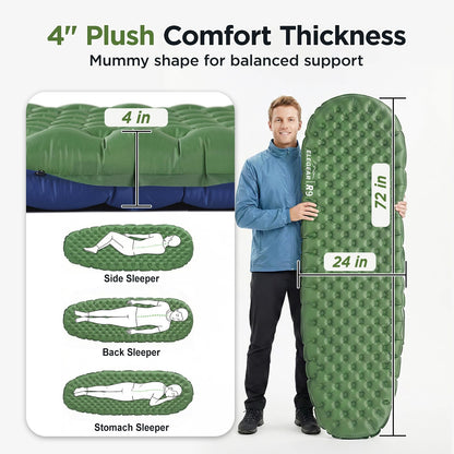 Insulated Camping Sleeping Pad with 9 R-Value