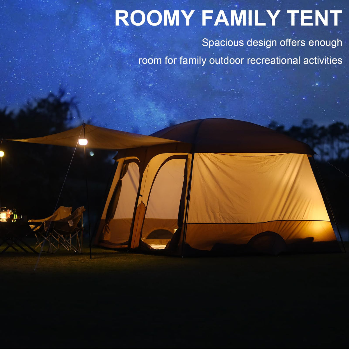 3–4 Person Camping Tent with Extended Vestibule