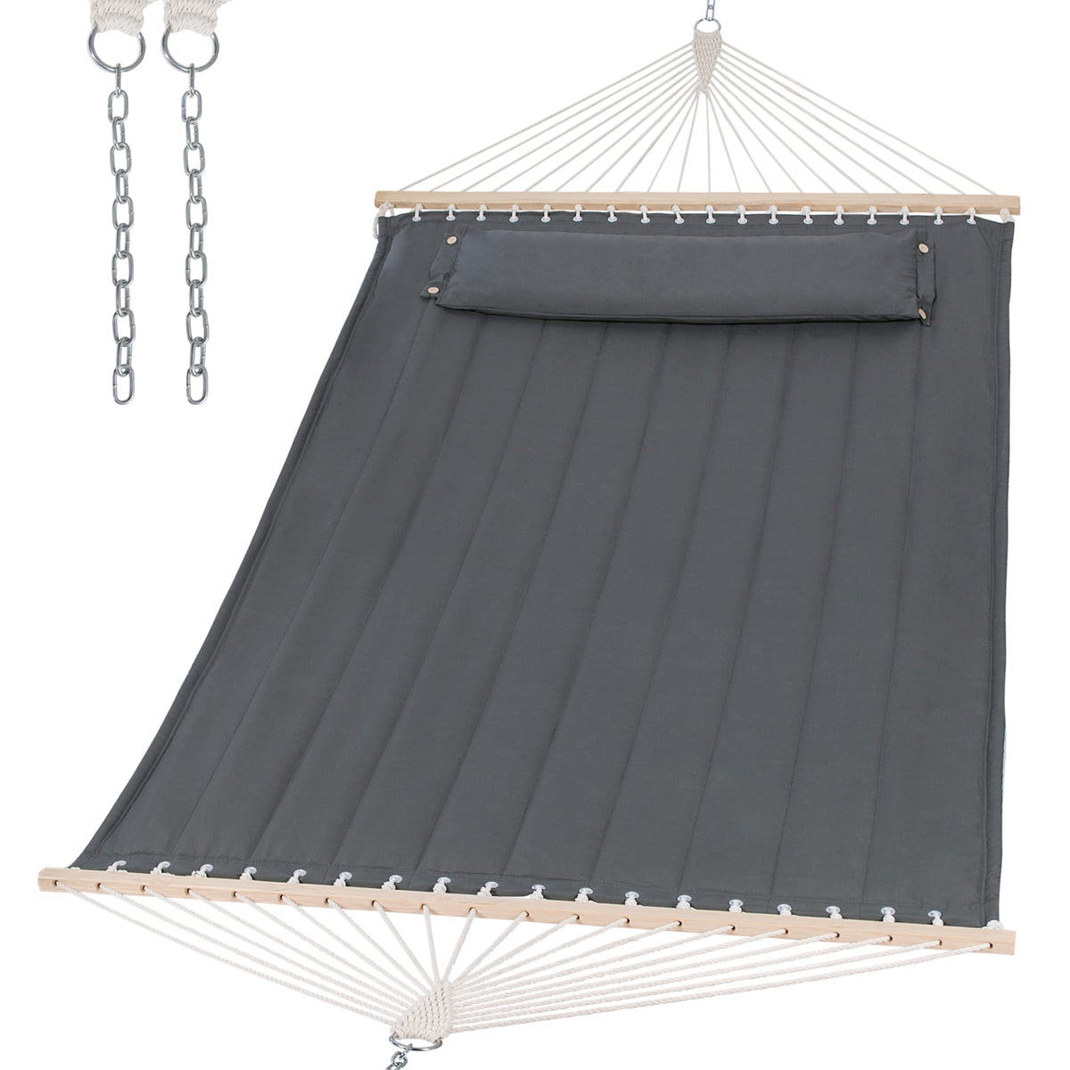 Double Quilted Hammock with Spreader Bar & Pillow