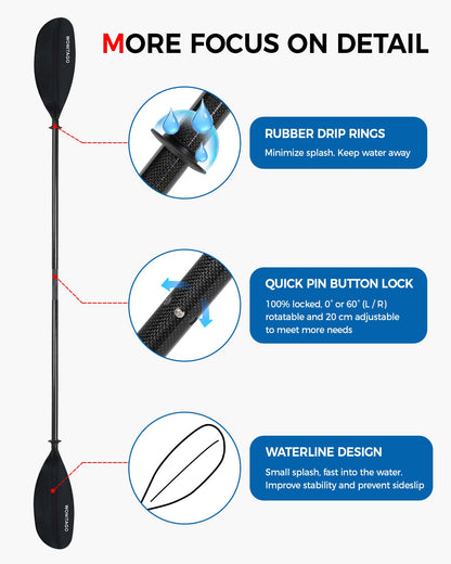 Lightweight Adjustable Carbon Fiber Kayak Paddle