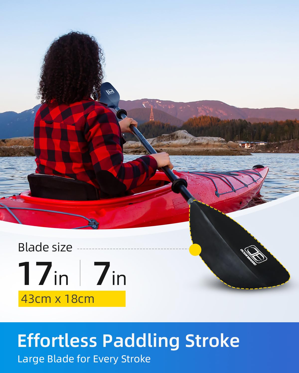 2-Piece Kayak Paddle with Lightweight Alloy Shaft