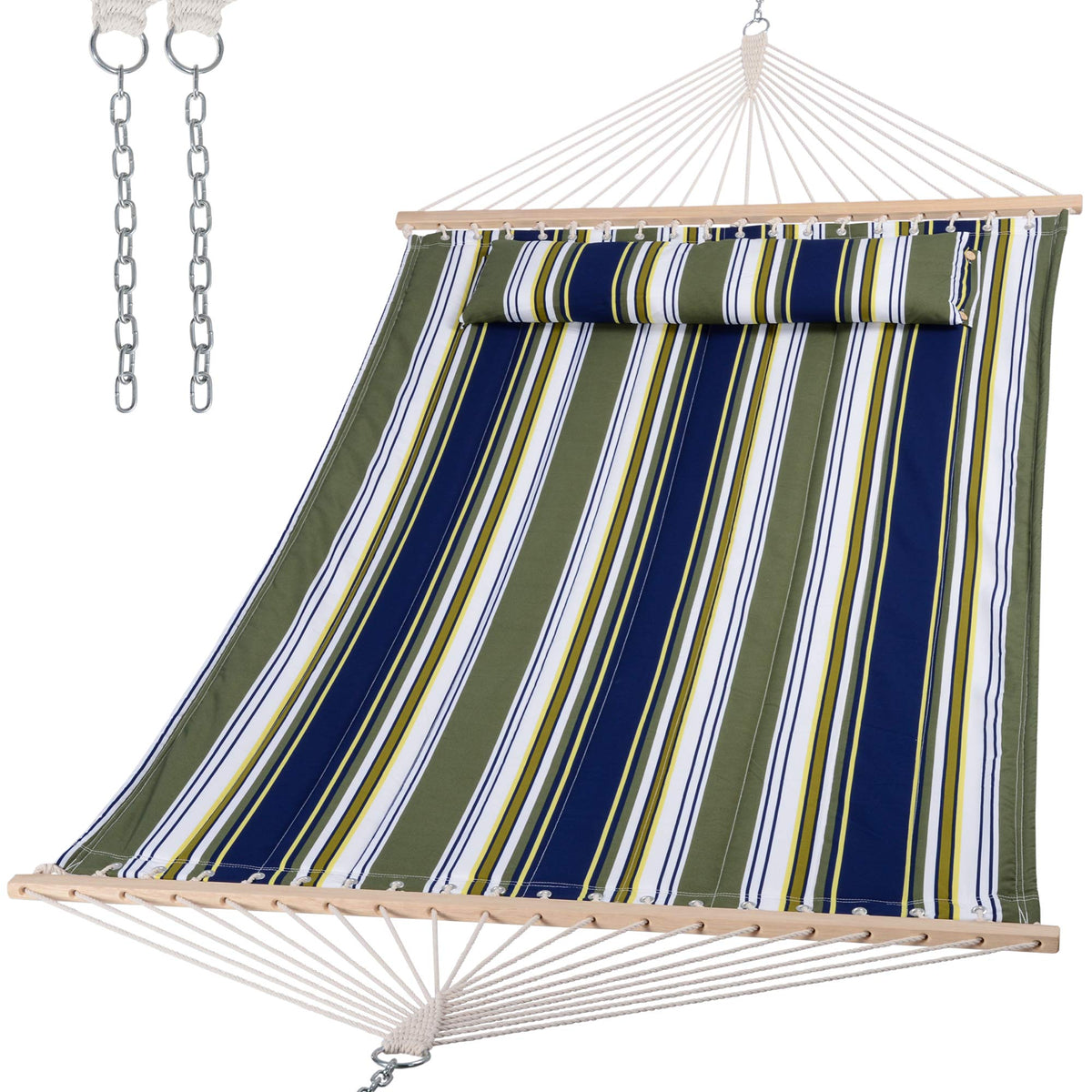 Double Quilted Hammock with Spreader Bar & Pillow