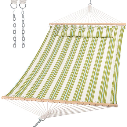 Double Quilted Hammock with Spreader Bar & Pillow