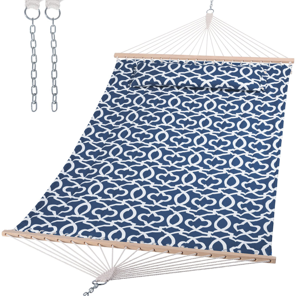 Double Quilted Hammock with Spreader Bar & Pillow