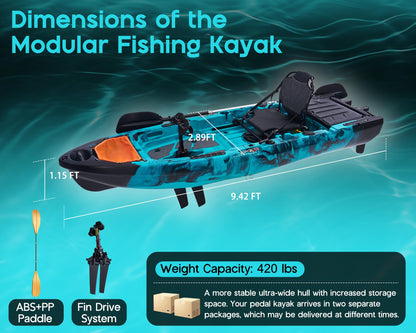 Modular Fishing Kayak with Pedal Drive System
