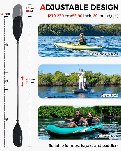 Lightweight Adjustable Carbon Fiber Kayak Paddle