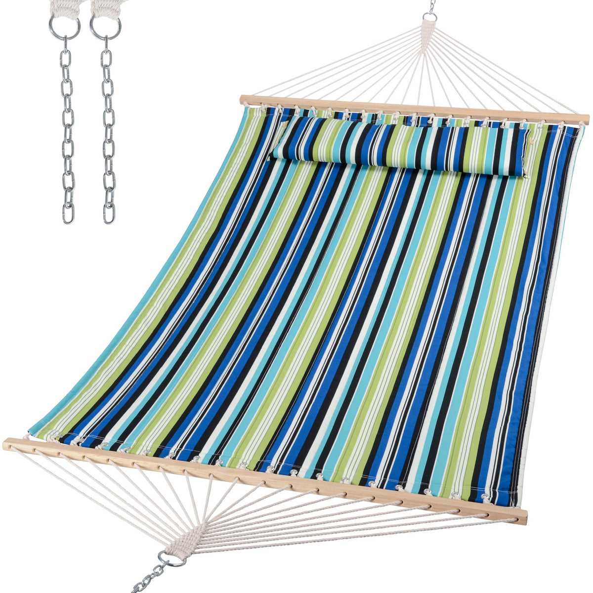 Double Quilted Hammock with Spreader Bar & Pillow