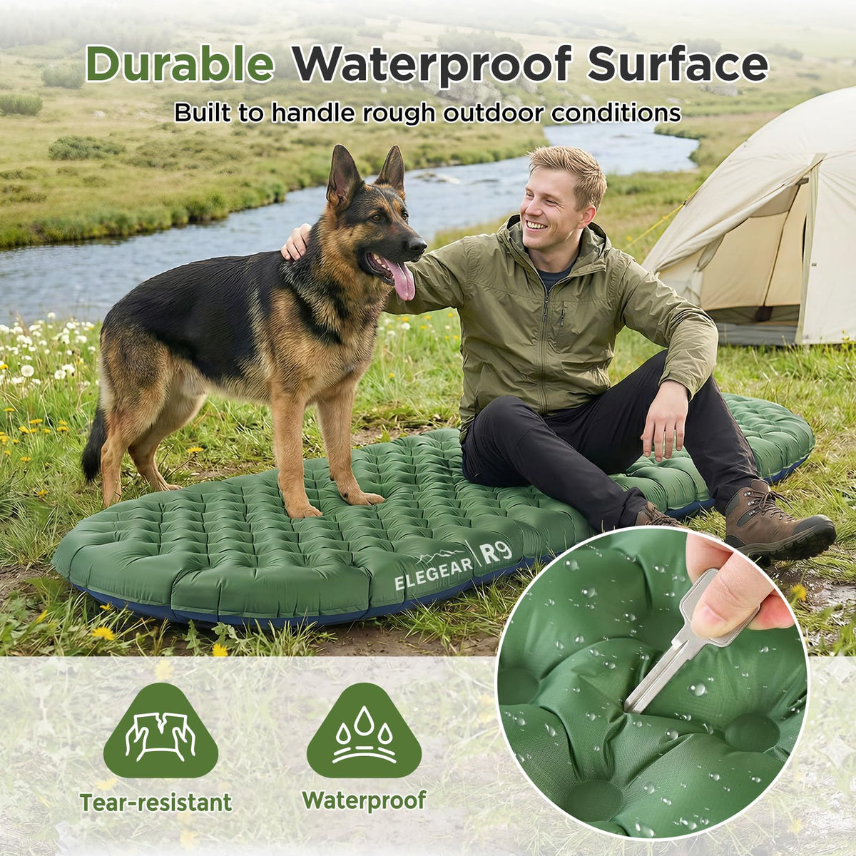 Insulated Camping Sleeping Pad with 9 R-Value