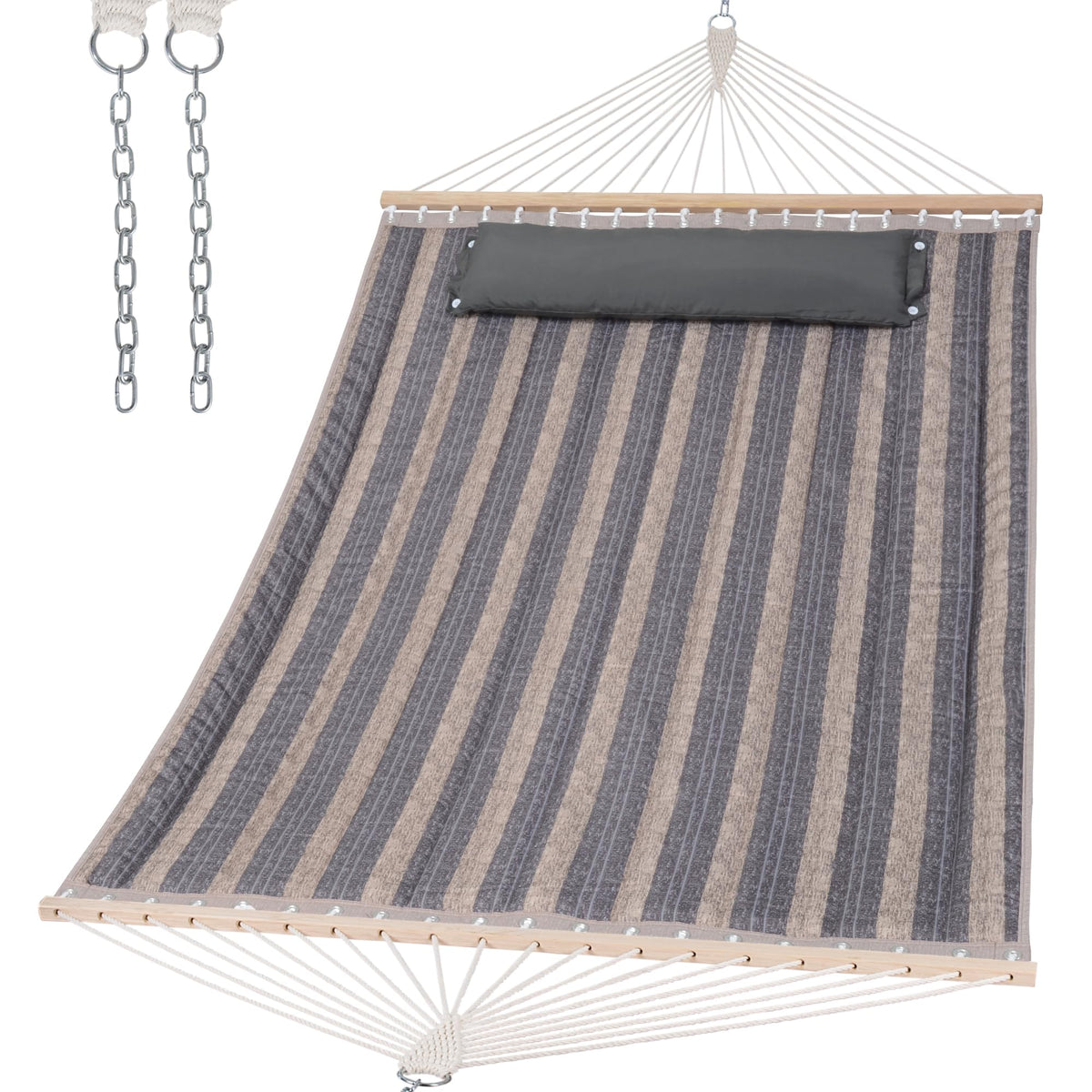 Double Quilted Hammock with Spreader Bar & Pillow