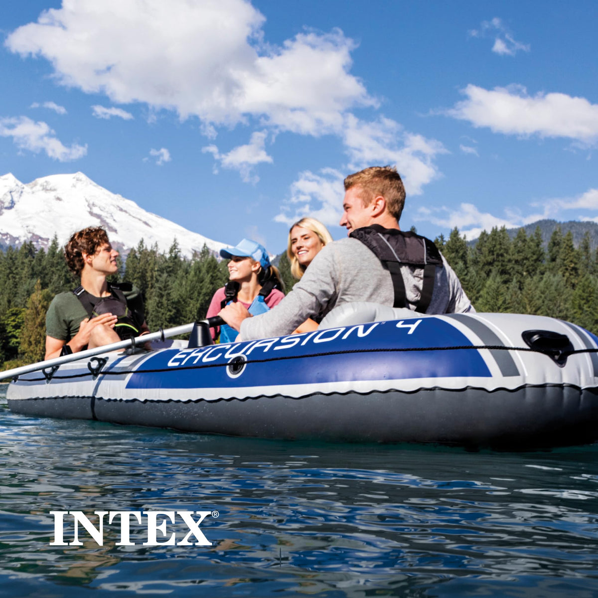 4-Person Inflatable Fishing Boat Set with Oars