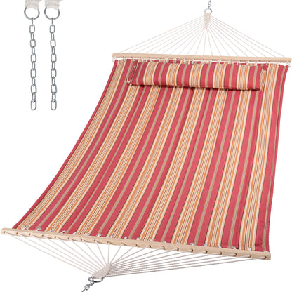Double Quilted Hammock with Spreader Bar & Pillow